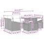 vidaXL Gartenmöbel-Set, 7-teilig, schwarz, Poly Rattan, mit Maßangaben.