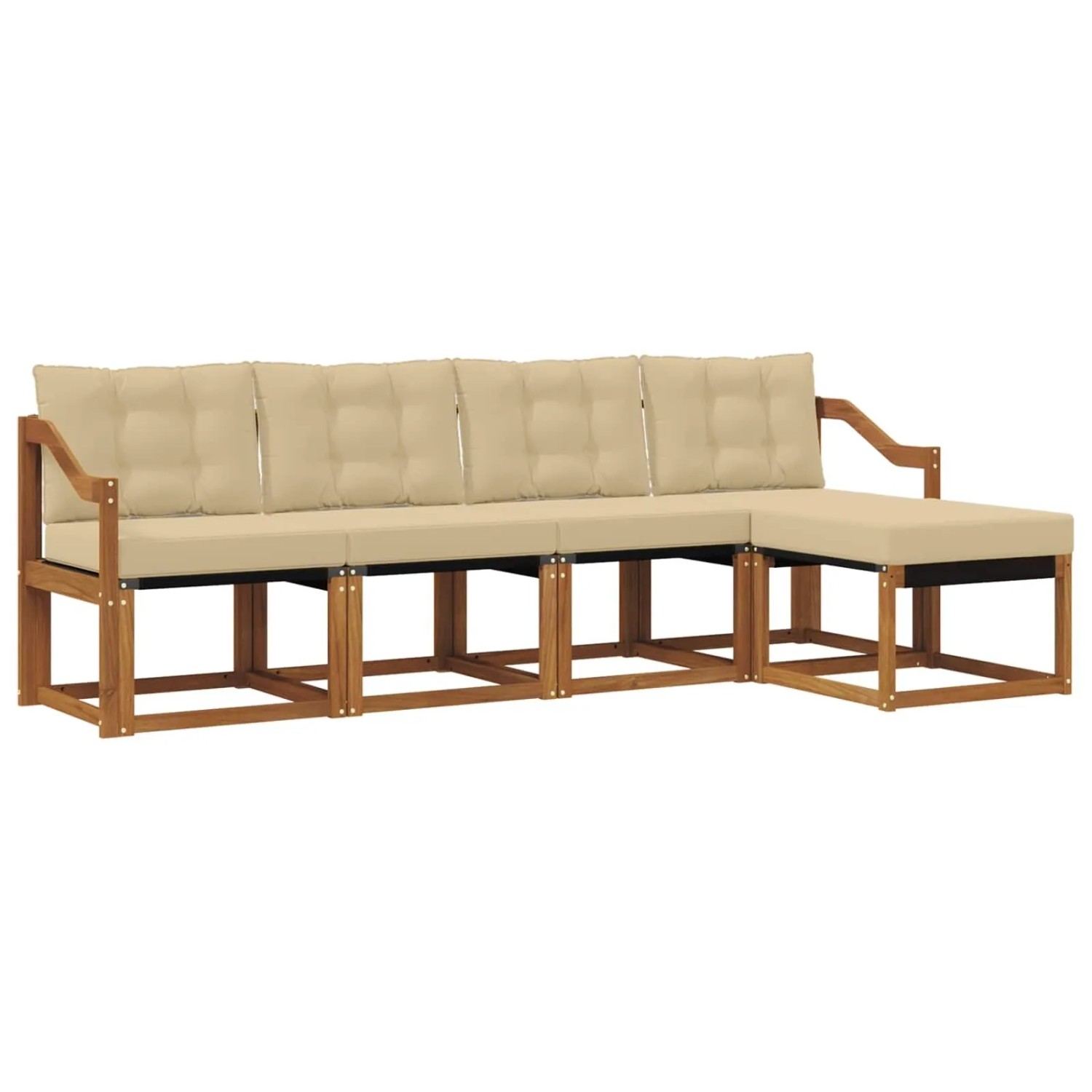 vidaXL Outdoor-Sofagarnitur mit Kissen 5-Tlg Natur und Beige 3368580