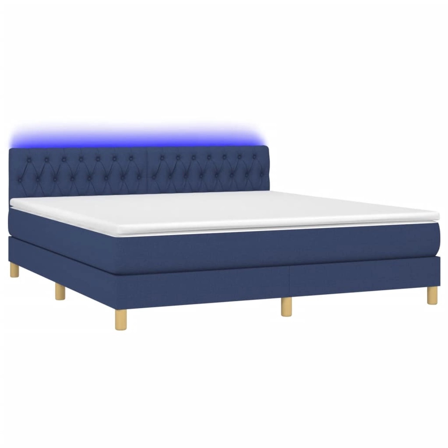 vidaXL Boxspringbett mit Matratze & LED Blau 160x200 cm Stoff 3133971 günstig online kaufen