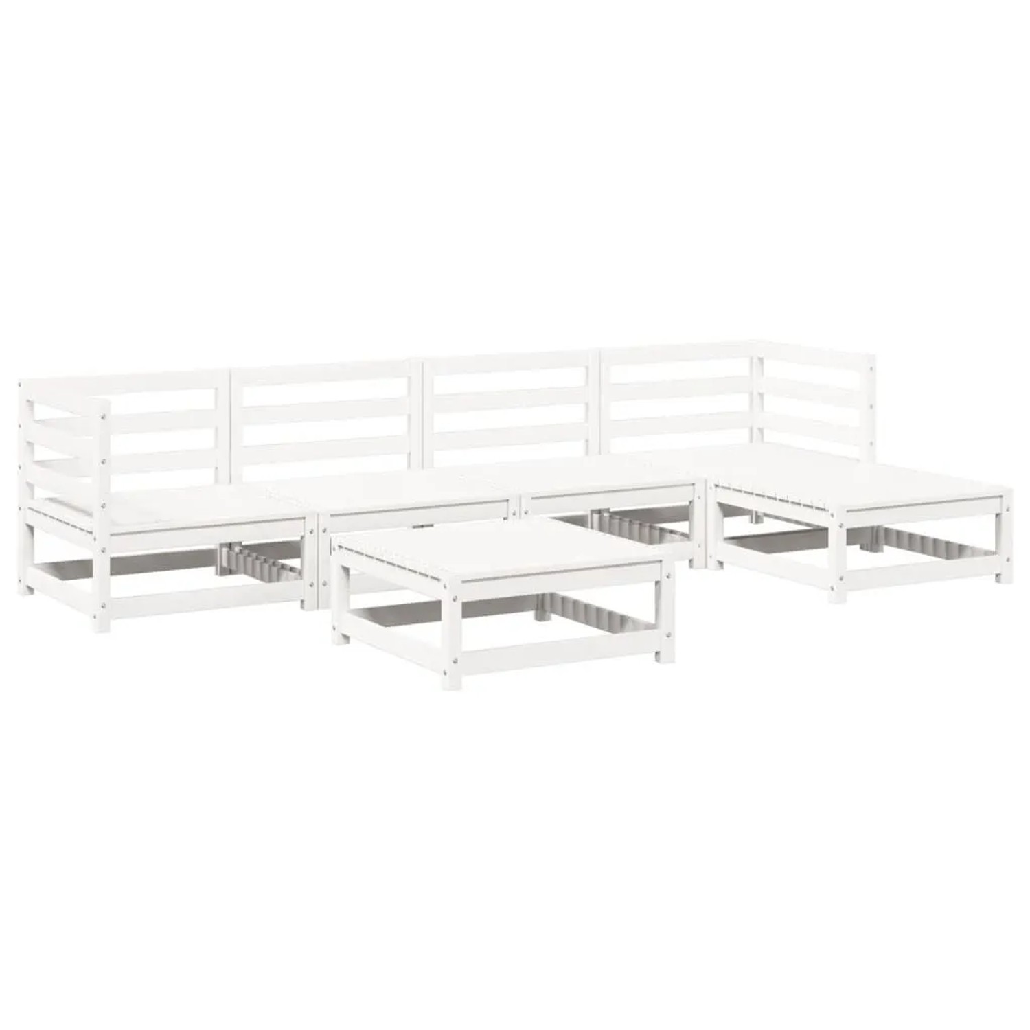 vidaXL 6 Tlg Garten-Sofagarnitur Weiß Massivholz Kiefer 3299397
