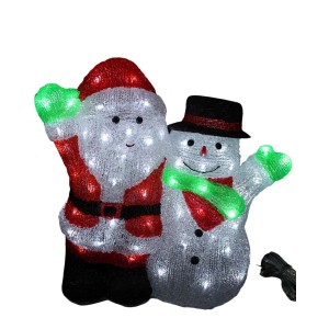 Lex LED Acryl Figur Santa Claus u. Schneemann 38cm Beleuchtet 90LEDs Weihnachtsdeko