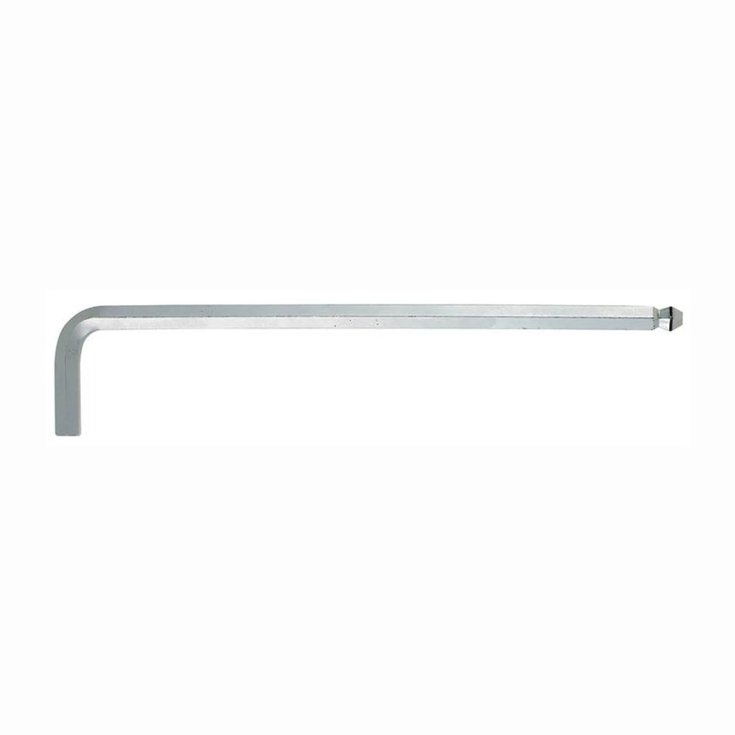 Langer Wiha Sechskantwinkelschraubendreher 10 mm, matt verchromt, mit Kugelkopf. L-förmiger Inbusschlüssel.