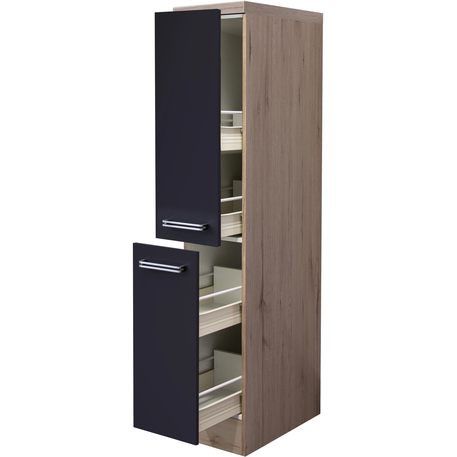 Flex-Well Exclusiv Demi-Apothekerschrank Lara 30 cm Anthrazit-San Remo Eiche