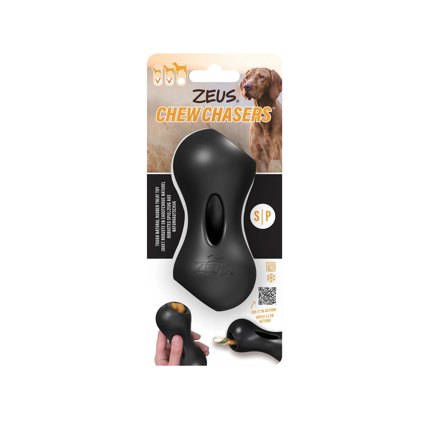 Zeus Hundespielzeug ChewChasers Treat Peanut S 11 cm Schwarz
