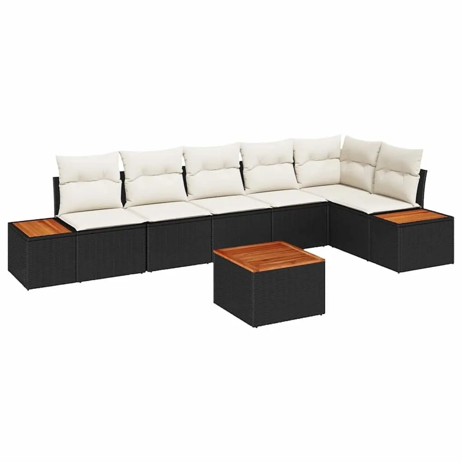 Thumbnail - vidaXL Gartensofa-Set mit Kissen 6 Stk Schwarz und Creme Polyrattan 3356767