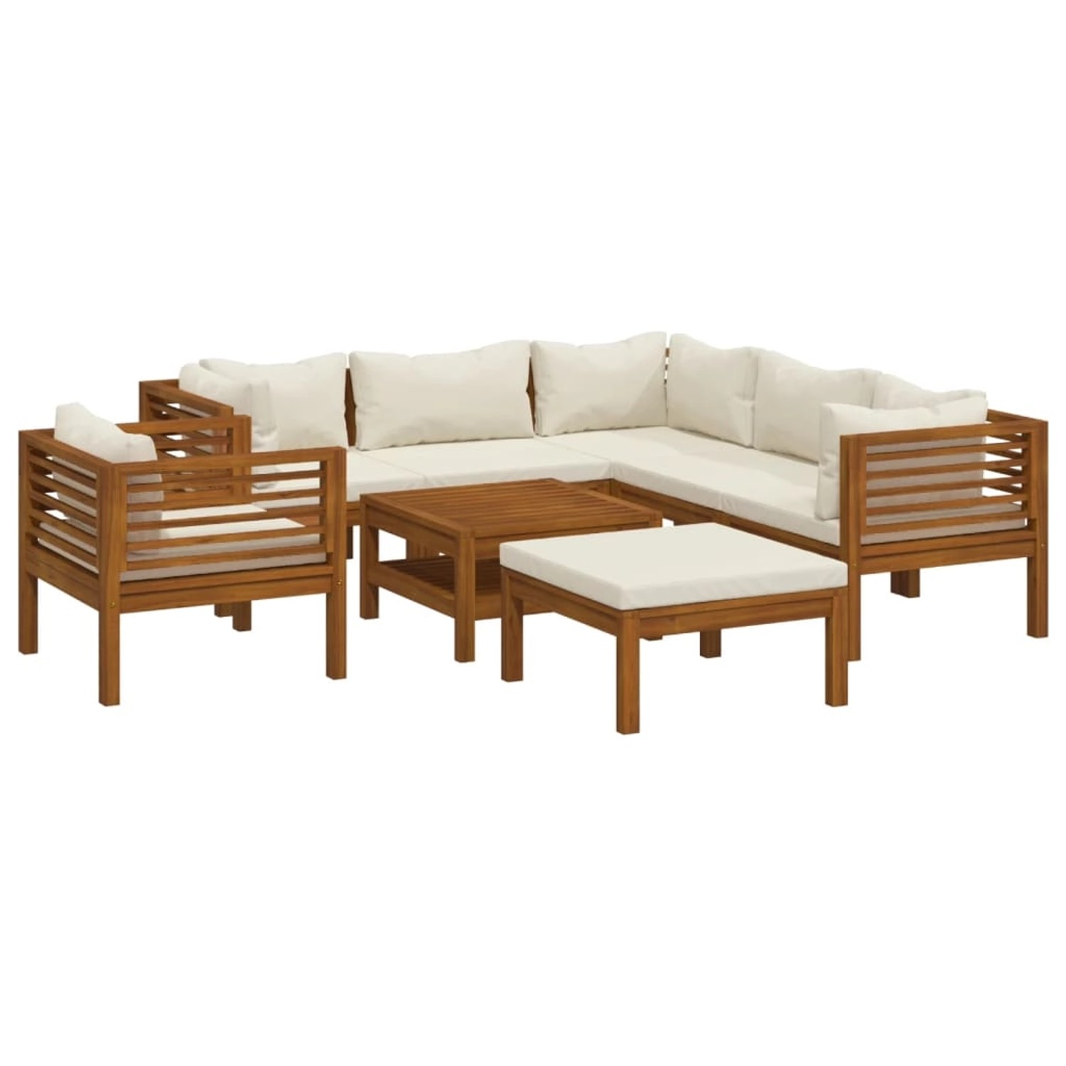 vidaXL 8-Tlg Garten-Lounge-Set mit Creme Kissen Massivholz Akazie 3086939 günstig online kaufen