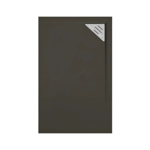 Schwarze, extra flache Mirlo Mineralguss Duschwanne 80x200cm mit Chrom Ablaufschutz.