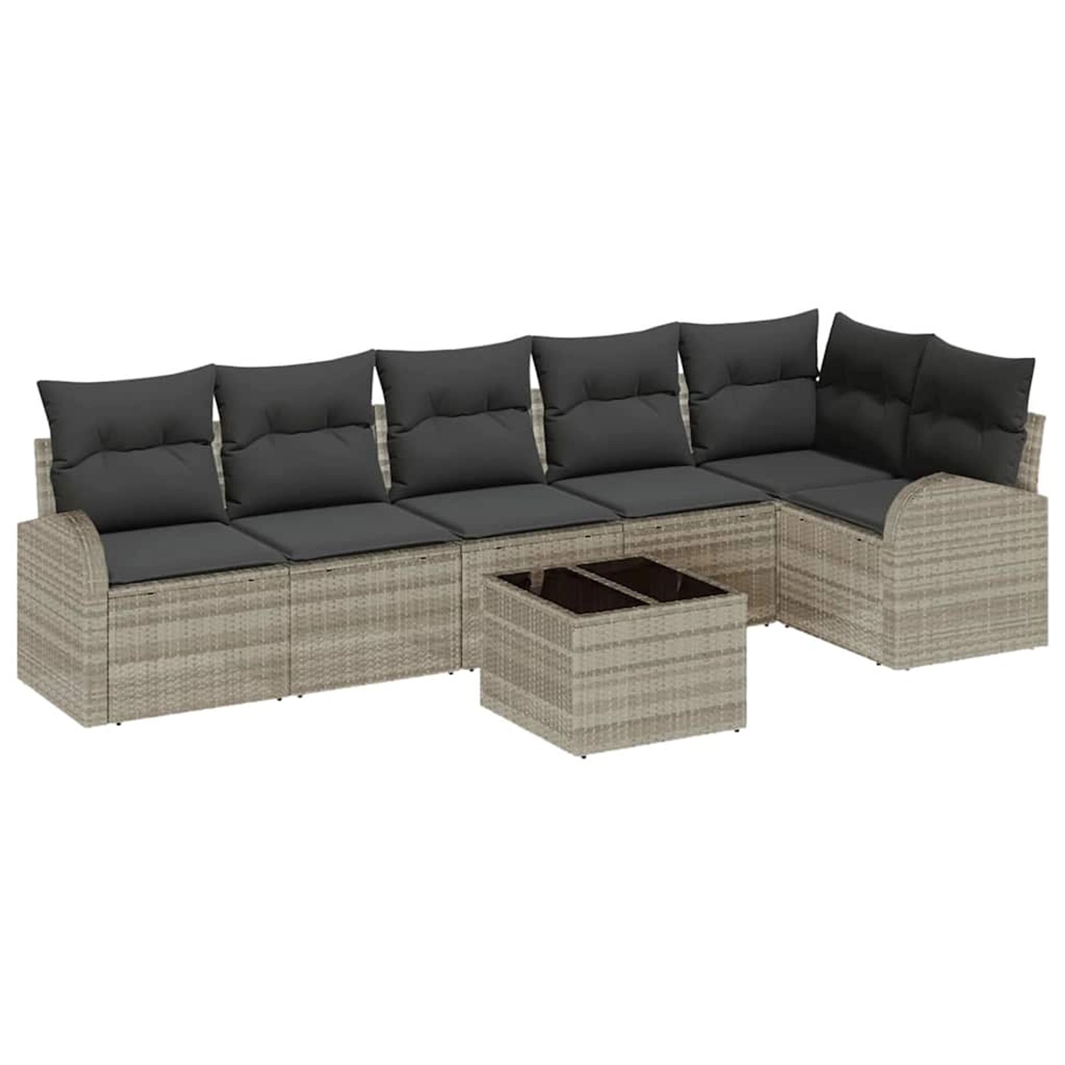 vidaXL Garten-Sofa-Set mit Kissen 7-Tlg Hellgrau Poly Rattan 3346072 günstig online kaufen