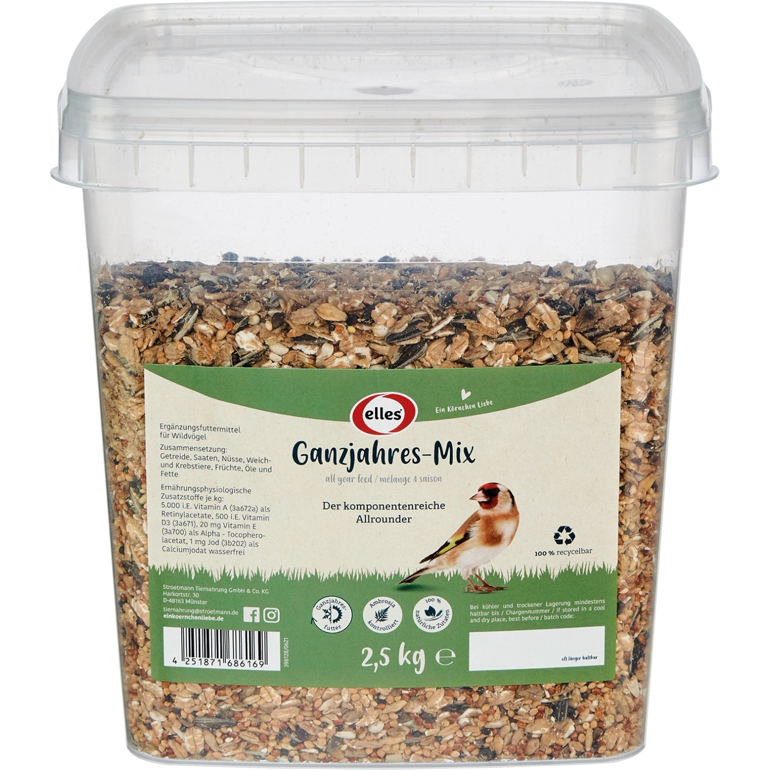 Elles Wildvogelfutter Ganzjahres-Mix 2,5 kg