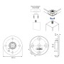 SOTECH KEA runder Tischbeinverbinder M10 Gewinde. Technische Zeichnung mit Maßen Ø60mm und Einbauanleitung.