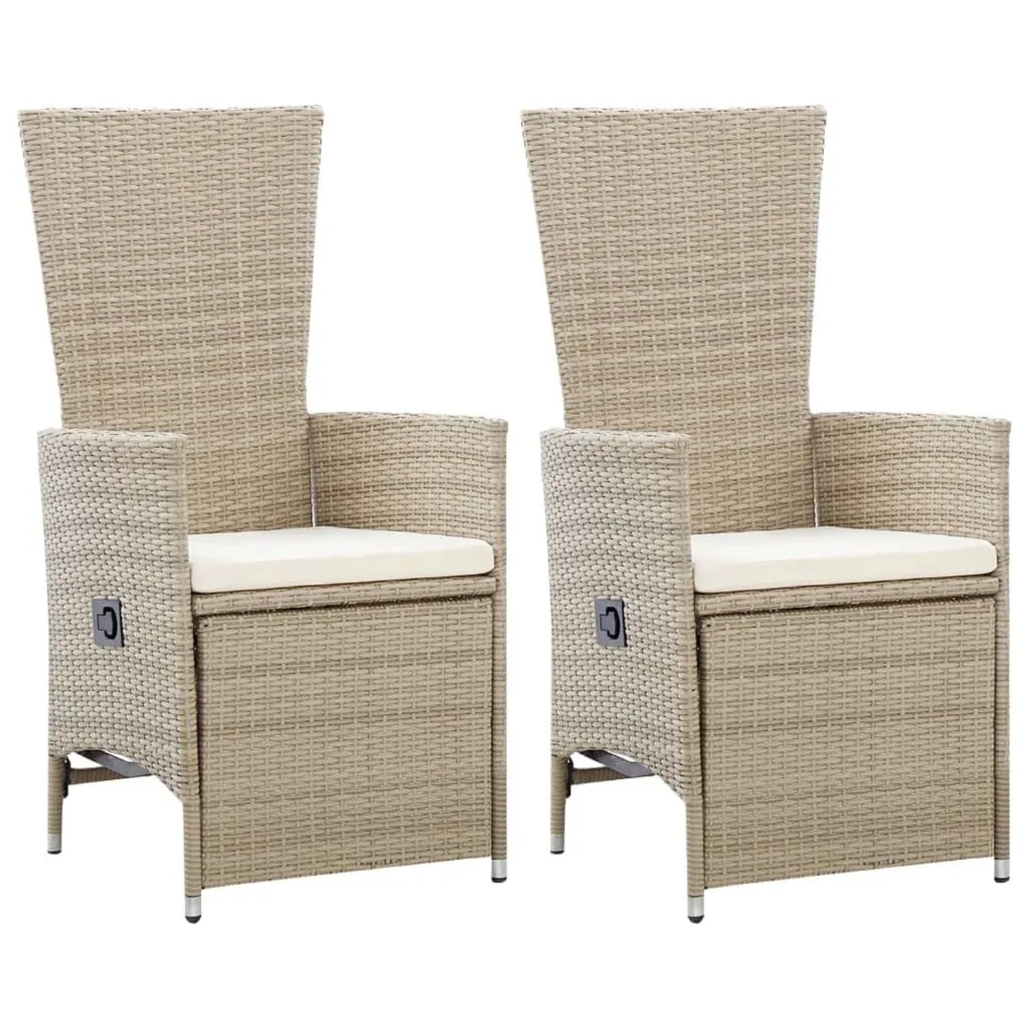vidaXL Garten-Liegestühle 2 Stk mit Auflagen Poly-Rattan Beige 46046
