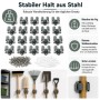 20 Wiltec Gerätehalter aus Stahl für Wandmontage, halten Besen, Werkzeuge. Inkl. Schrauben. Max. 4 kg.