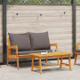2-teiliges Bistro-Set aus Akazienholz mit anthrazitfarbenen Kissen für Garten oder Balkon.