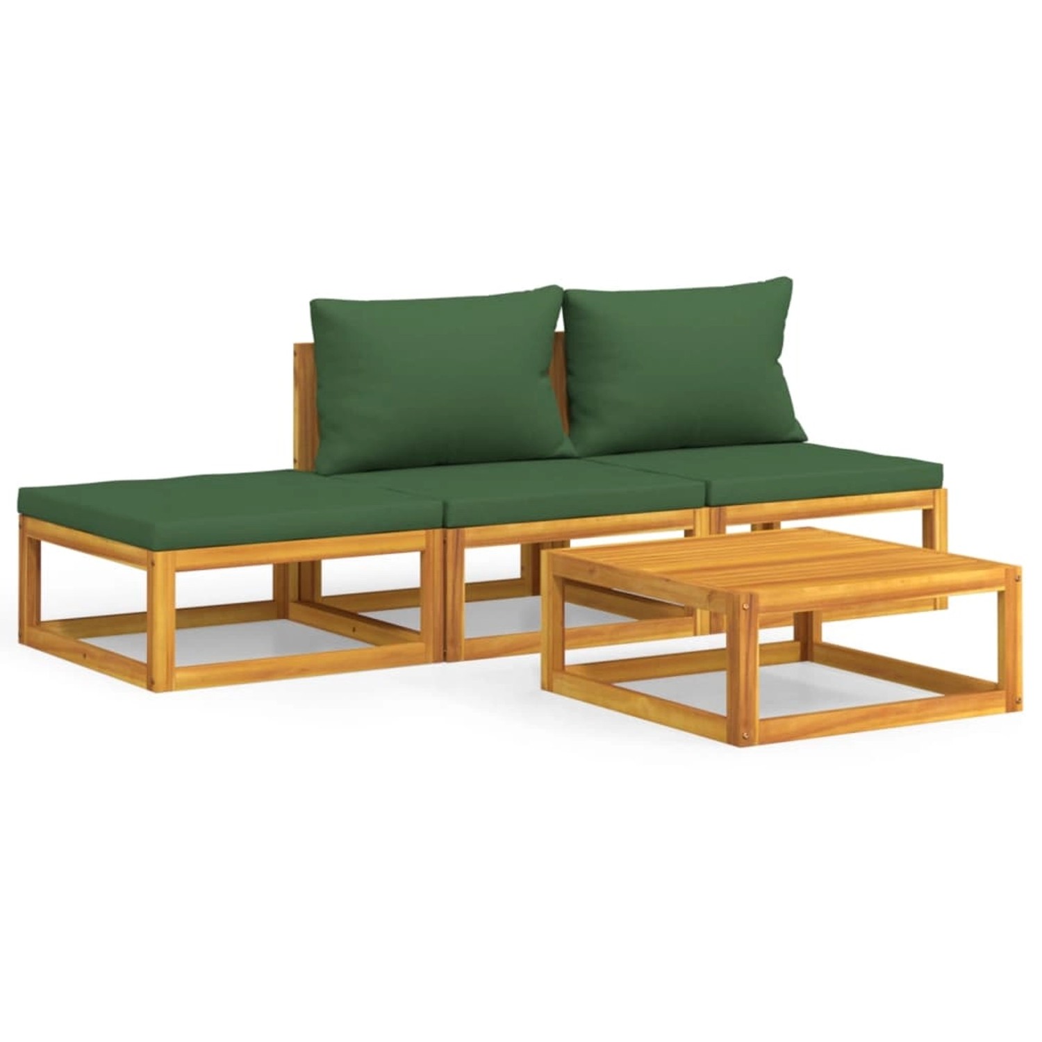 Vidaxl 4-tlg. Garten-lounge-set Mit Grünen Kissen Massivholz günstig online kaufen