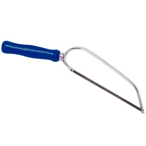 LUX Universalsäge Comfort mit blauem Buchenholzgriff und vernickeltem Bügel.