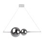Moderne LED-Pendelleuchte Nova in Chrom mit Rauchglaskugeln.
