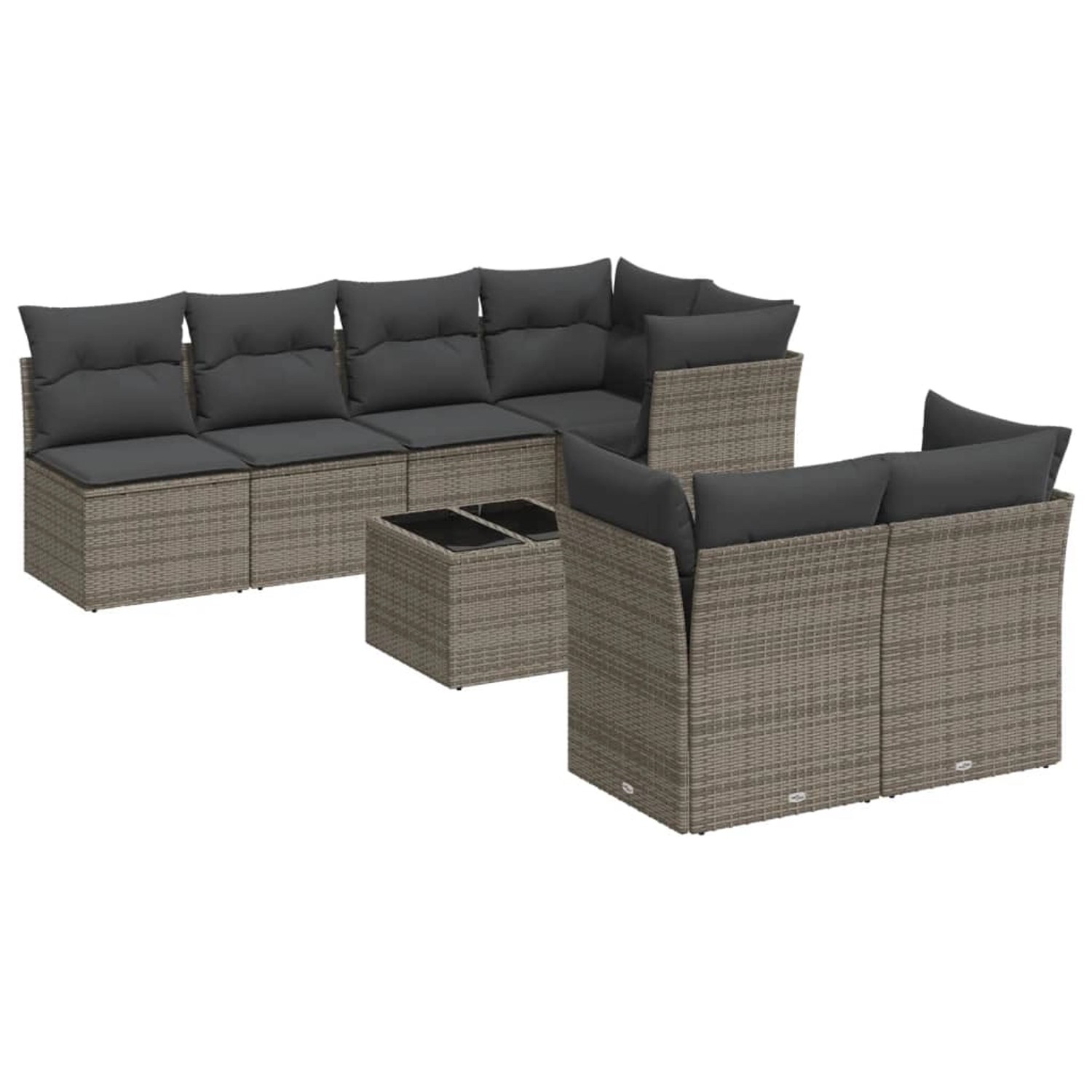 Thumbnail - vidaXL 8-Tlg Garten-Sofagarnitur mit Kissen Grau Poly Rattan 3217300