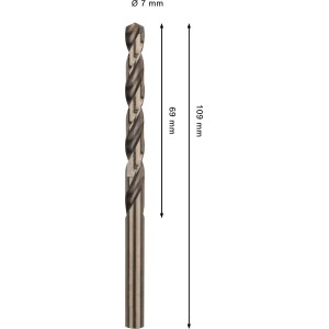 Bosch Spiralbohrer Pro Stainless Steel HSS-Co, 7 mm Durchmesser, für Metall.