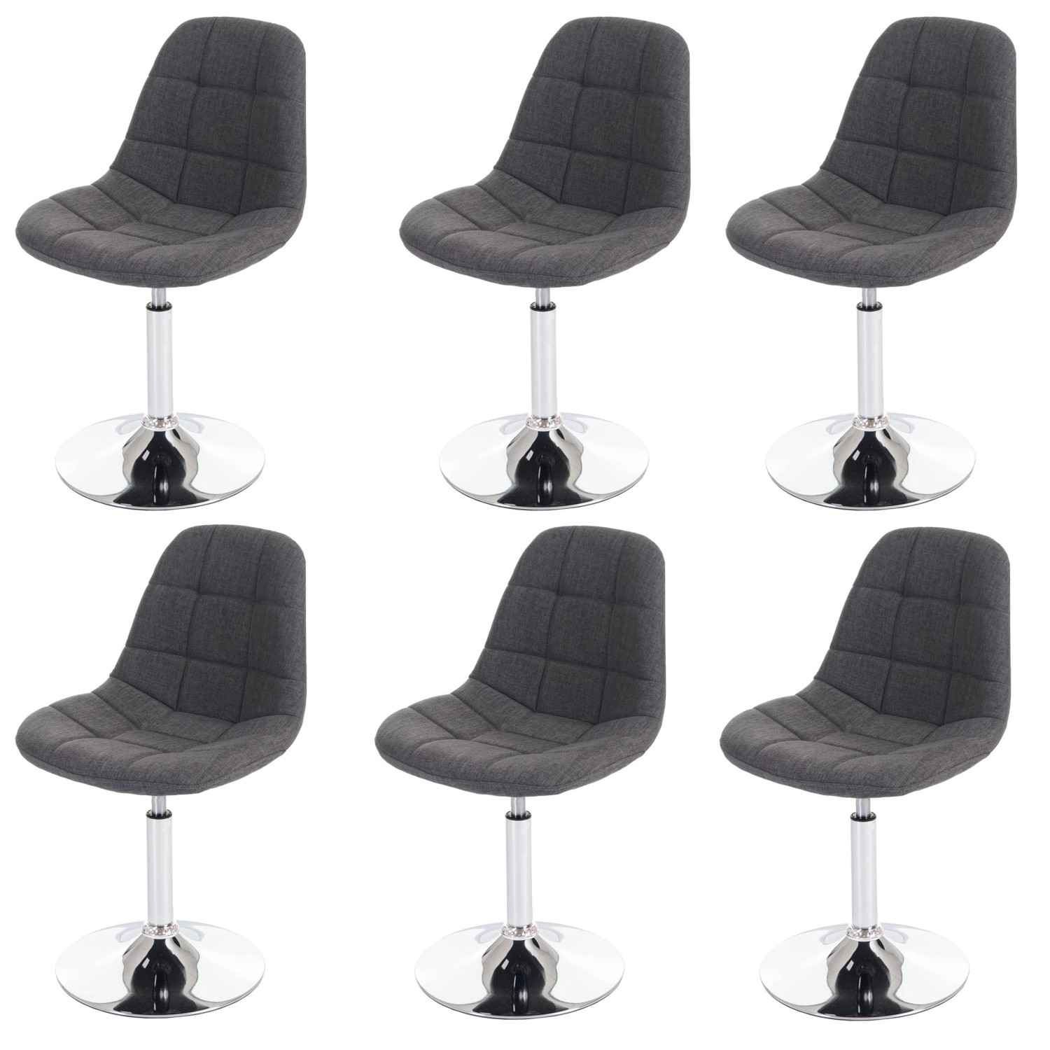 CHEFGASTRO Esszimmerstuhl 6er-Set 84x47x50cm Sitzhöhe 46cm Chrom Textil Hellgrau