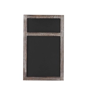 Braune MCW Werbetafel C51 aus Paulowniaholz im Shabby-Look. Rechteckige Kreidetafel mit zwei Schreibflächen.