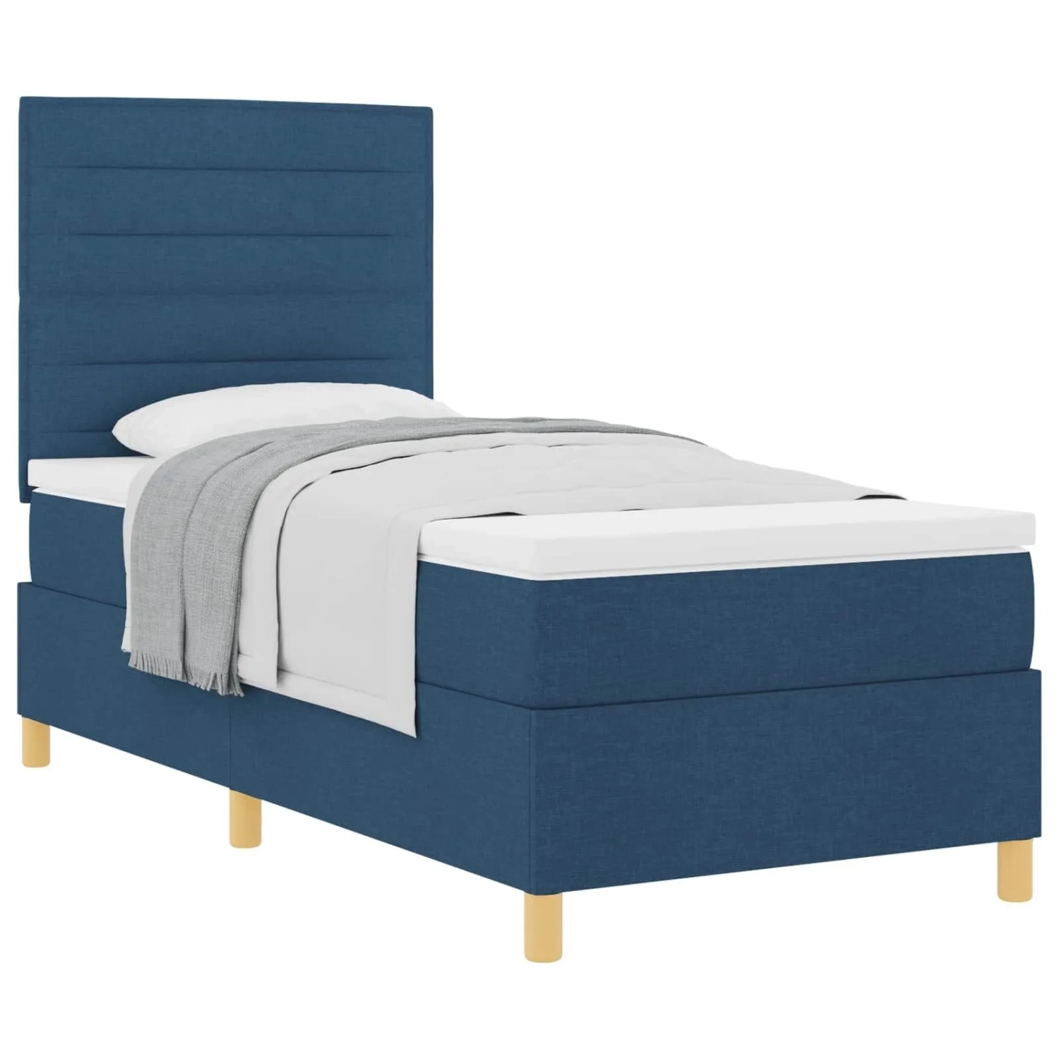 vidaXL Boxspringbett mit Matratze mit Kopfteil Blau 90 x 190 cm Stoff 3339510