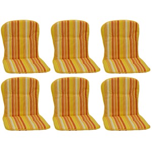 6er-Set Beo Sitzauflagen für Niedriglehner, gelb-rot gestreift. Gartenstuhlauflagen für mehr Komfort.