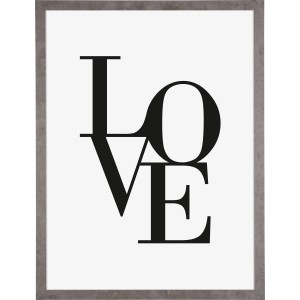 MDF-Bilderrahmen Yellowstone, dunkelgrau, 60x80 cm, mit 'LOVE' Grafikdruck.