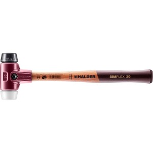 Halder Schonhammer Simplex, D 30 mm, mit Gummi- und Superplastik-Einsatz, Holzstiel.