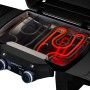 Enders Elektrogrill eUrban Pro 2 Turbo Mobil mit geöffnetem Deckel und beleuchteten Bedienelementen.