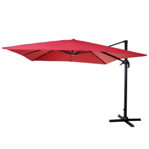 Roter MCW Ampelschirm 3x3m aus Alu/Stahl, ohne Ständer. Sonnenschutz für Garten und Terrasse.