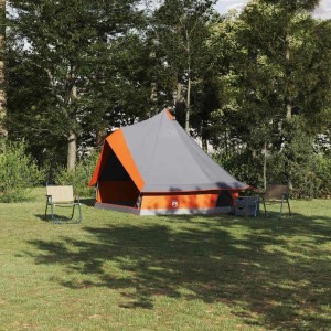 vidaXL Familien-Tipi-Zelt mit Dach Grau und Orange 400 x 346 x 250 cm 42000980