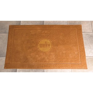 Braune Weka Bodenmatte (90x60 cm) aus Frottee für Sauna & Bad. Hygienisch und saugfähig.