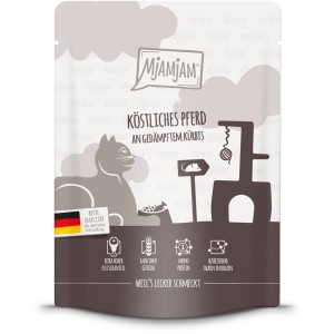 MjAMjAM Katzen-Nassfutter Pferd & Kürbis, getreidefrei, hoher Fleischanteil. Alleinfuttermittel für Katzen.