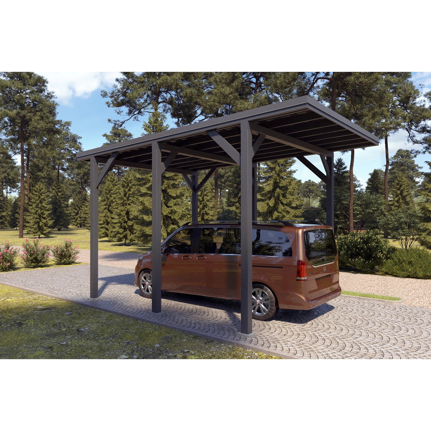 Holzbrüder Camping-Carport Ralf 24m² Anthrazitgrau-Dunkelgrau günstig online kaufen