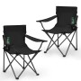 Zwei schwarze Sunula Campingstühle mit Getränkehalter, ideal für Camping & Outdoor.