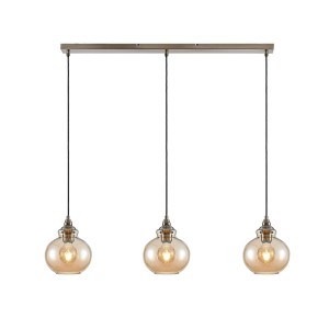Lindby Tymoni Pendelleuchte, 3-flammig, mit cremefarbenen Glaskugelschirm und antikem Metallgestell für Wohnzimmer.