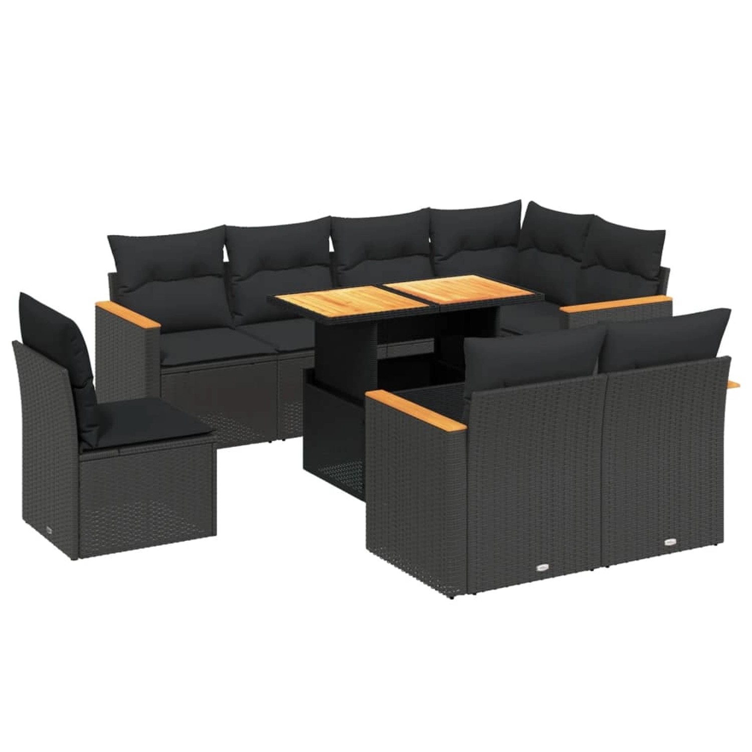 vidaXL 9-Tlg Garten-Sofagarnitur mit Kissen Schwarz Poly Rattan 3273169 günstig online kaufen
