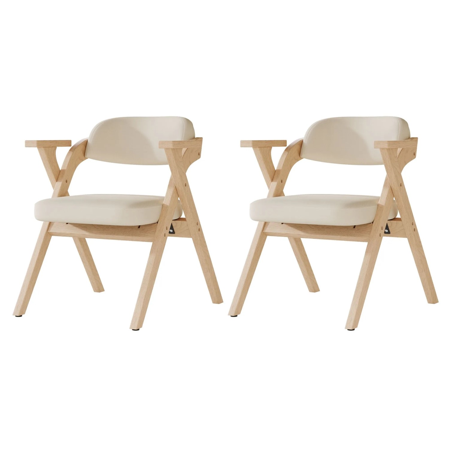 ModernLuxe 2er Set Klappstühle 64 x 66 x 73 cm mit Samtpolster Holz Beige