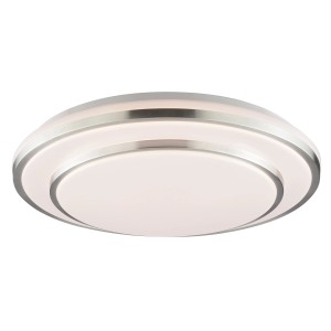 Moderne LED-Deckenleuchte Nivaro in Silber-Weiß, Ø 39 cm für Wohnraum und Büro.