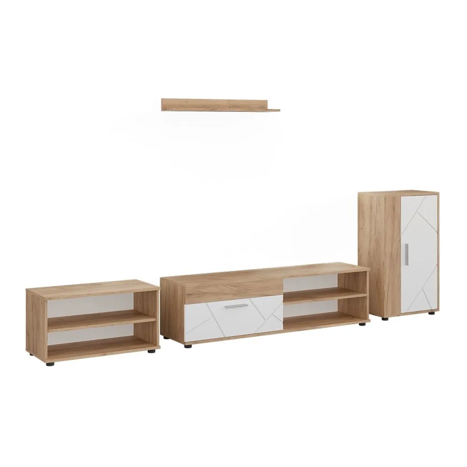 Vicco Wohnwand Berno Goldkraft Eiche/Weiß 50 x 87 4-teiliges Set Art Nr 59214