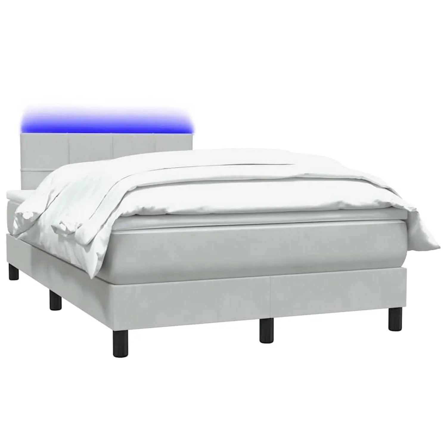 vidaXL Boxspringbett mit Matratze & LED Hellgrau 120x210 cm Samt 3316875