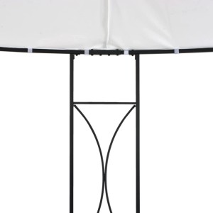 Detailansicht Pavillon: Schwarzes Eisengestell mit weißem Stoffdach, Teil des vidaXL Pavillons 300x290 cm.