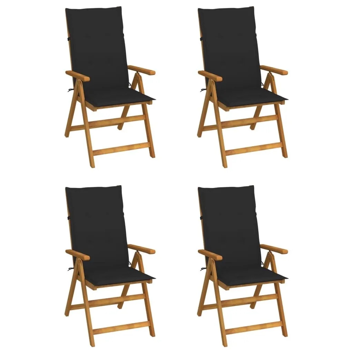 vidaXL Hochlehner Verstellbar 4 Stk mit Auflagen Massivholz Akazie 3065354
