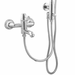 PaulGurkes Aufputz Duschsystem Nostalgie Retro für Badewannen mit Regendusche.