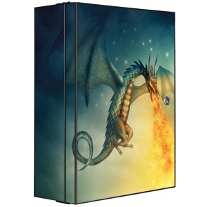 Banjado XXL Medizinschrank Abschliessbar 35x46x15cm Arzneischrank Anthrazit Aus Metall Mit Motiv Drachen