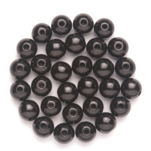 Schwarze Holzperlen, Ø 6 mm, 118 Stück, geeignet zum Schmuckbasteln.