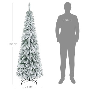 HOMCOM künstlicher Weihnachtsbaum, 180 cm, mit Kunstschnee und Standfuß.