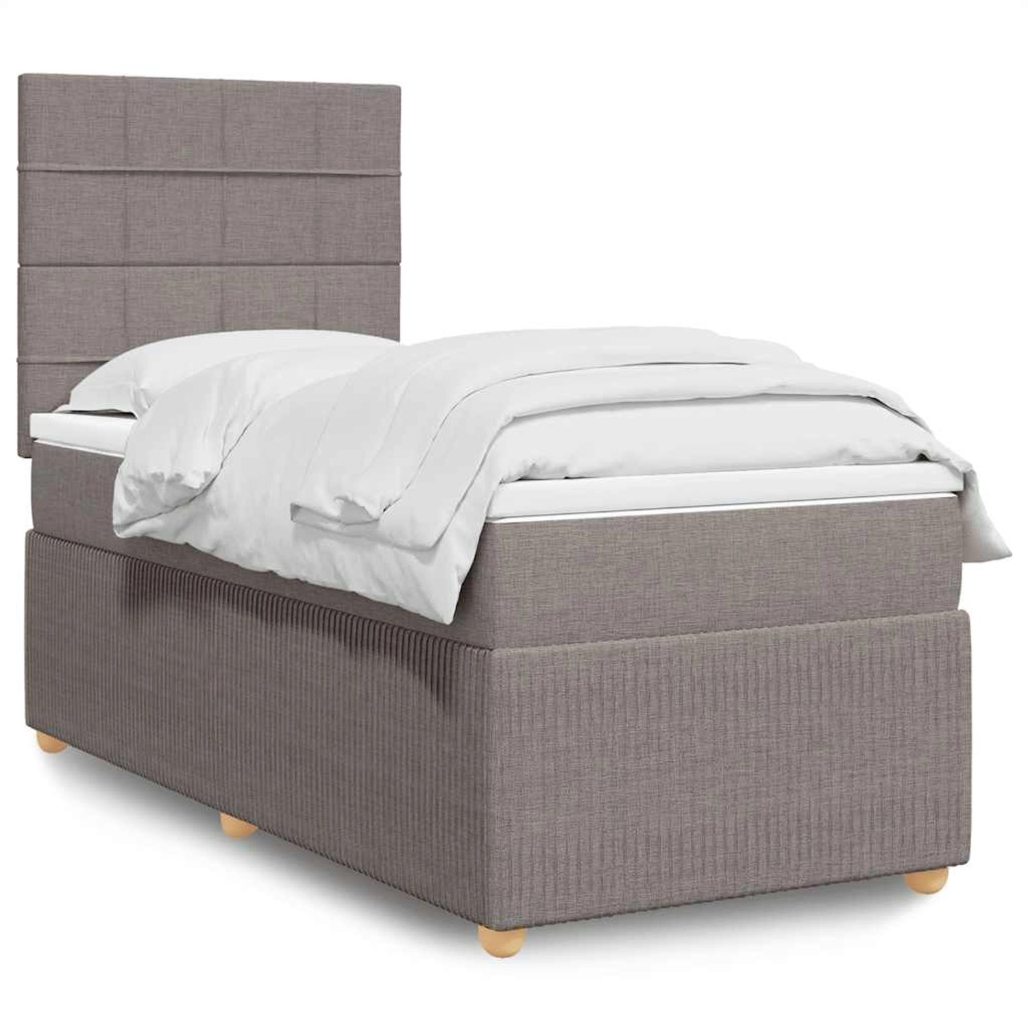 vidaXL Boxspringbett mit Matratze Taupe 90x200 cm Stoff 3294243 günstig online kaufen