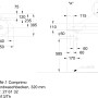 Technische Zeichnung Geberit Renova Compact Eck-Handwaschbecken, Maße und Details.
