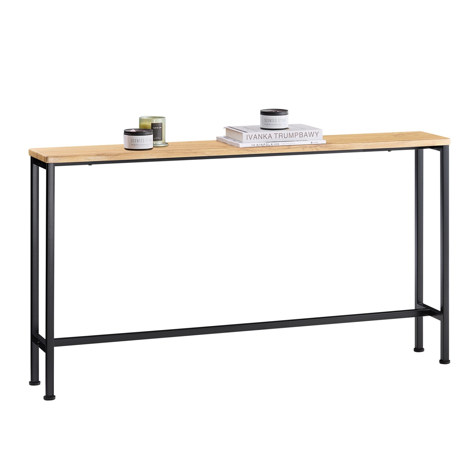 SoBuy Konsolentisch Schmal für Flur oder Wohnzimmer 120x65x20cm Natur Schwarz FSB19-E